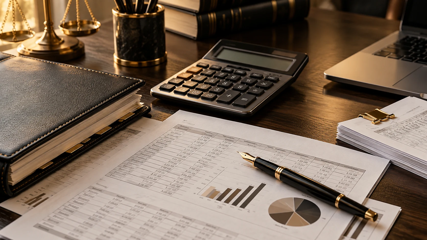 Calculator and financial documents for GST practice