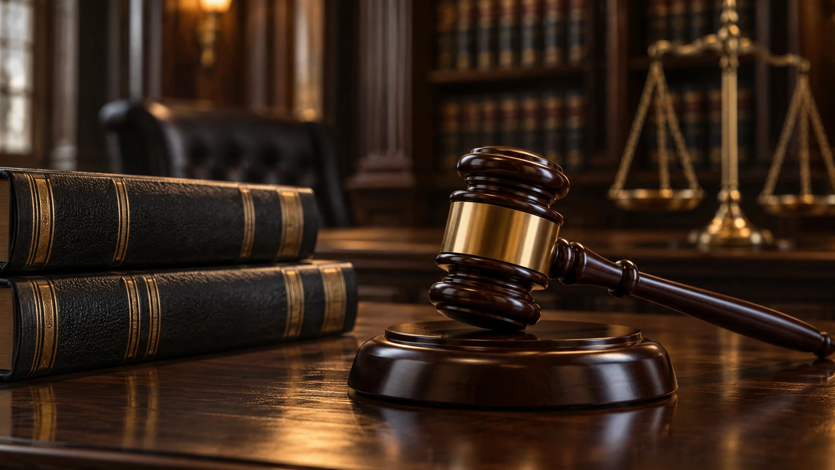 Judge's gavel and legal books for litigation practice